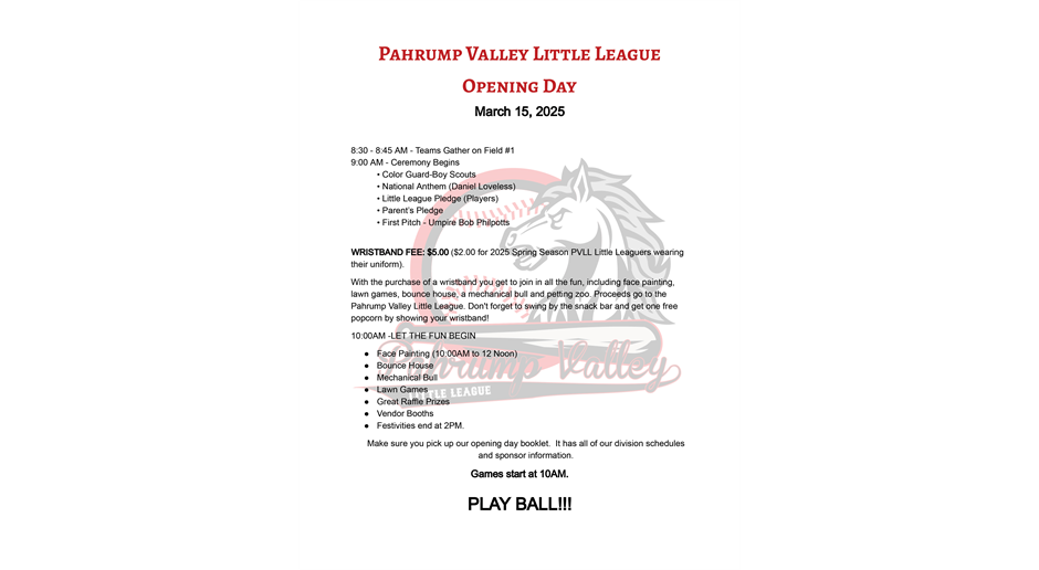 Opening Day - Spring 2025