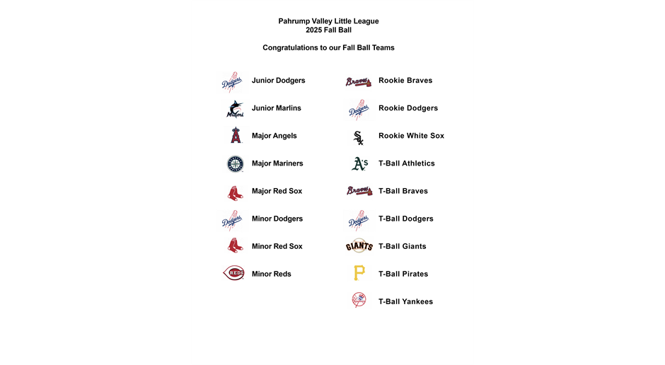 Concrats to our 2025 Fall Ball Teams